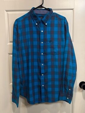 American Eagle Outfitters Blue Plaid Button-Down Shirt
